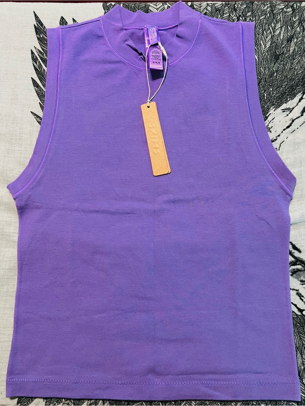 SKIMS Cotton Jersey Mock Neck Tank Size Medium in Ultraviolet. NWT